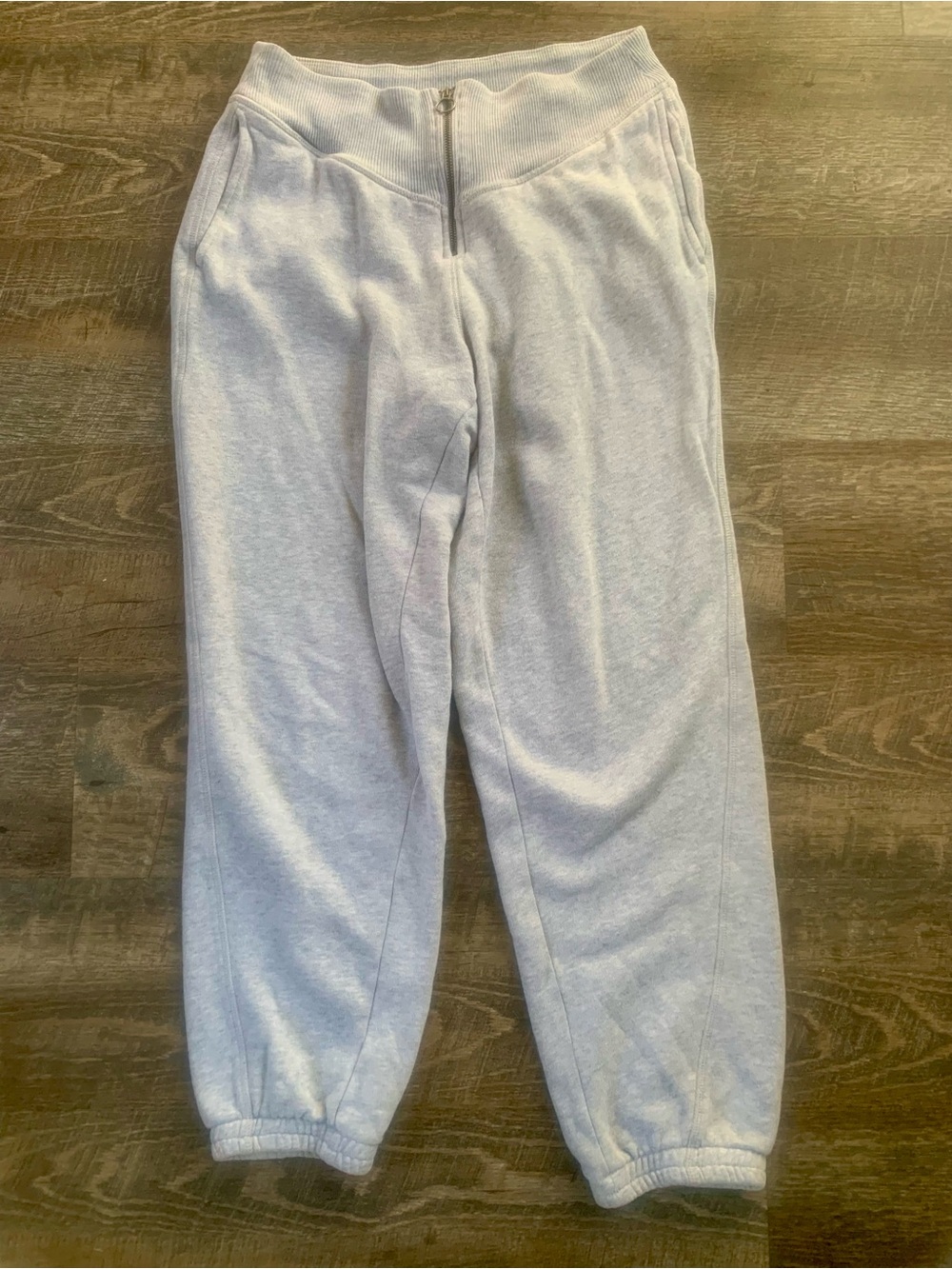 Aerie Zip-Up Light Gray Sweatpants - Relaxed Fit